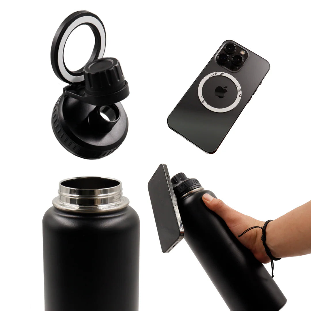 Termo con soporte magnético para celular